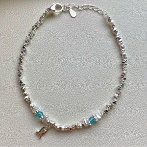 Elegant Silver and Blue Beaded Bracelet